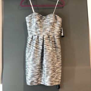 AQUA Strapless Jacquard Tulip Dress